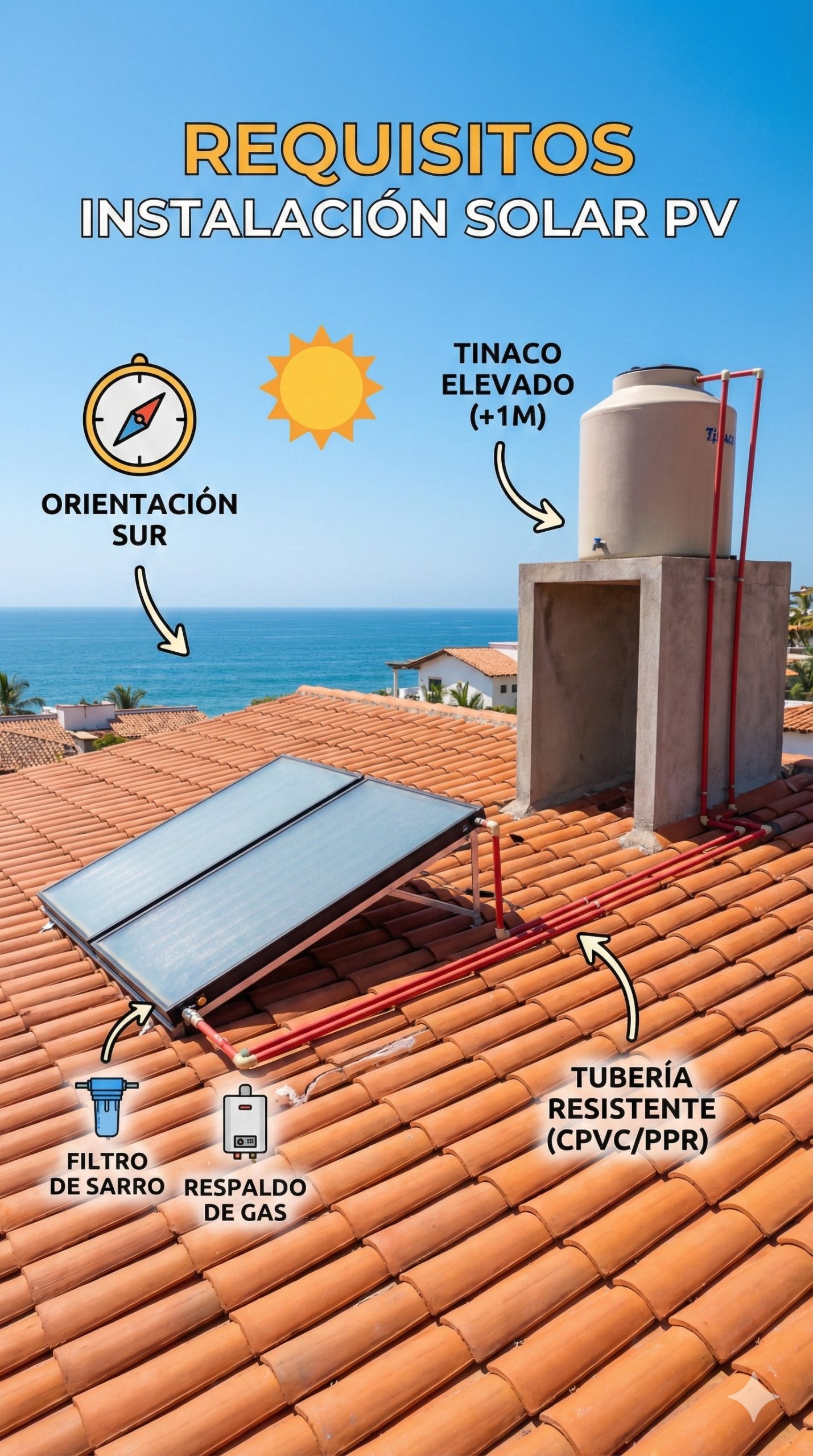 ¿Que necesito para instalar un calentador solar en puerto vallarta?